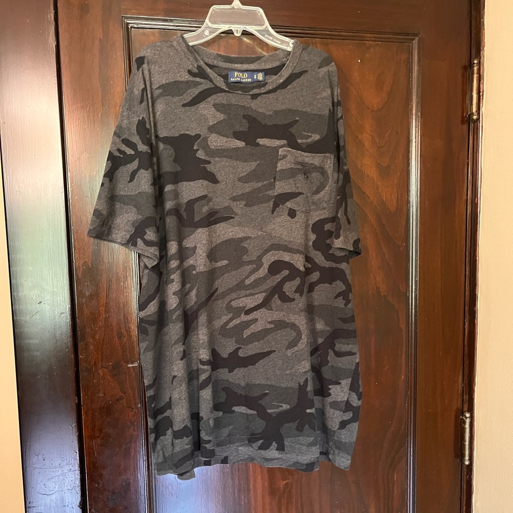 POLO RALPH LAUREN Black Grey Camo Pocket Short Sleeve T-Shirt Large Tall LT